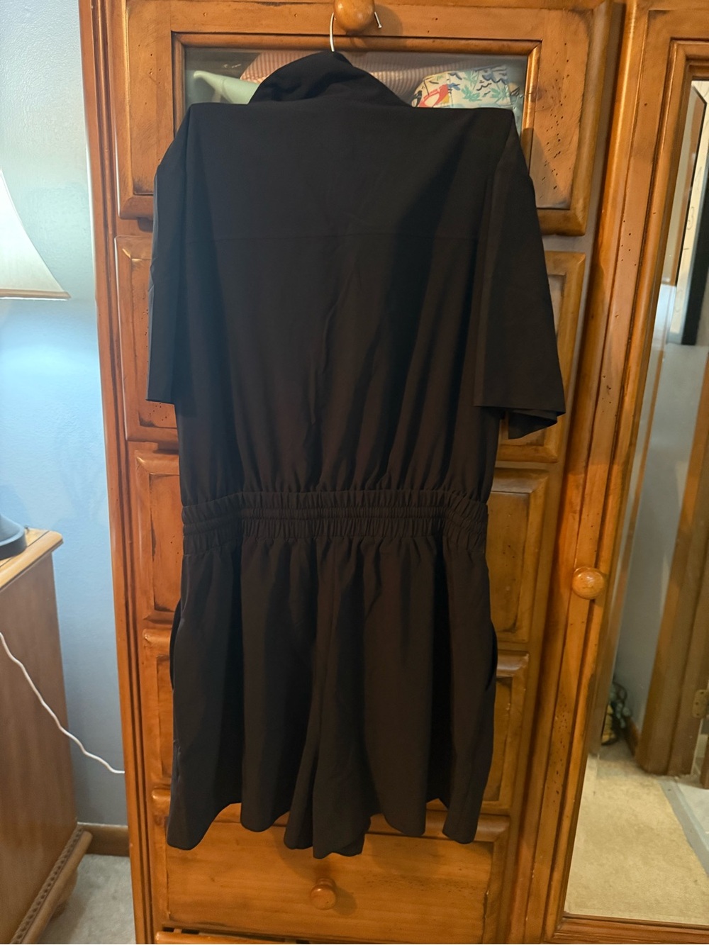 Athleta Black Short-Sleeve Button Romper - Picture 2 of 2
